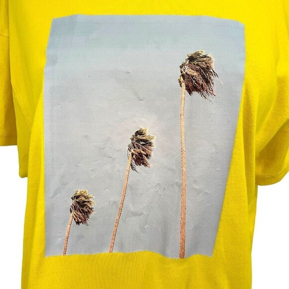 Father's Daughter Boxy Tee Shirt Yellow Size M Short Sleeve Crop Palm Trees - Picture 2 of 10